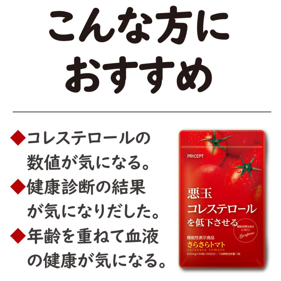 悪玉コレステロールを低下させる さらさらトマト 機能性表示食品  30粒 30日分  単品　ゆうパケット・送料無料 お試し特価 １世帯様１点限り LDL 高コレステ｜pricept｜09