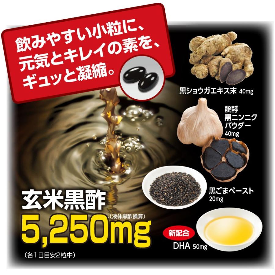 熟成生黒酢粒5プラス 黒にんにく・黒しょうが・黒ごま・DHA配合 7個組 