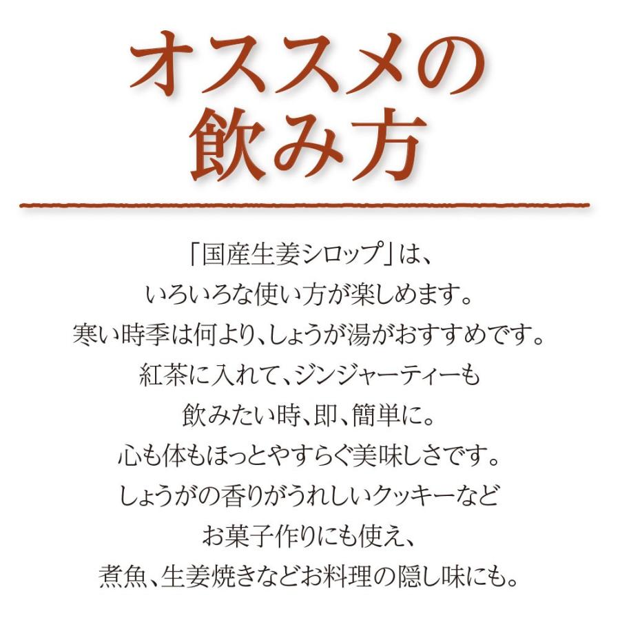 期間限定特価　国産 生姜シロップ　215g 　3本組　送料無料　香料・保存料無添加　高知県産しょうが・鹿児島県産粗糖・国産蜂蜜・じゃばら使用　ジンジャー｜pricept｜07