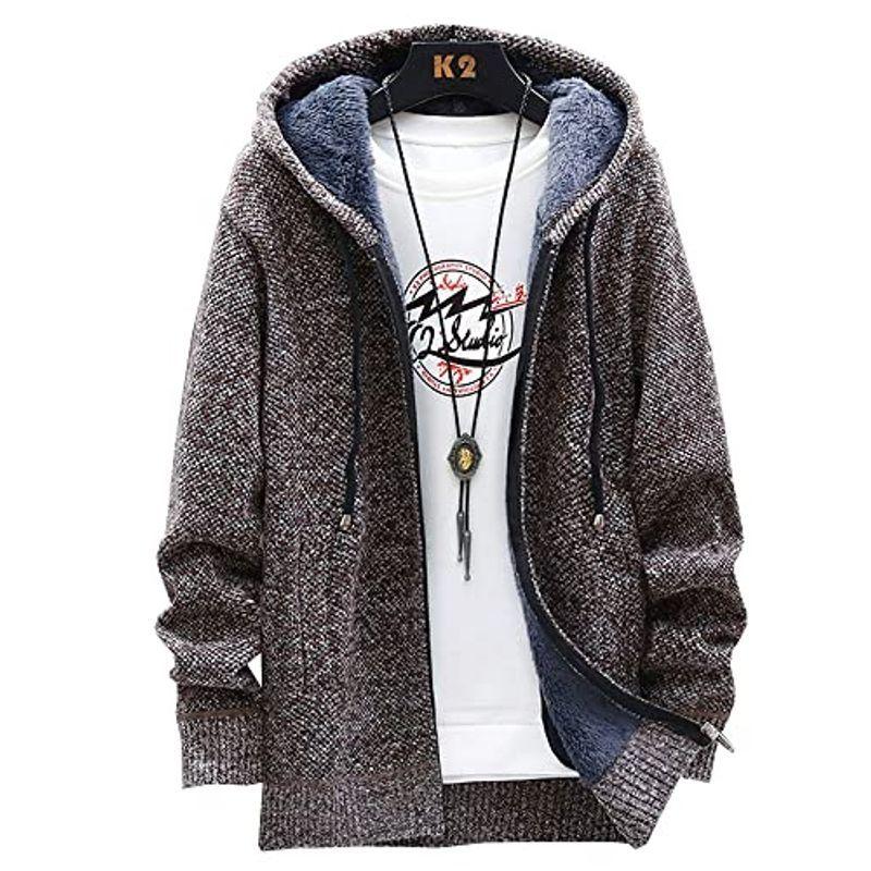 ワンピなど最旬ア トップス ニット セーター ジップアップ カーディガン メンズ 長袖 厚手 無地 裏起毛 ゆったり 防寒 大きいサイズ 秋 冬 Coffee M Www Threeriversofs Com