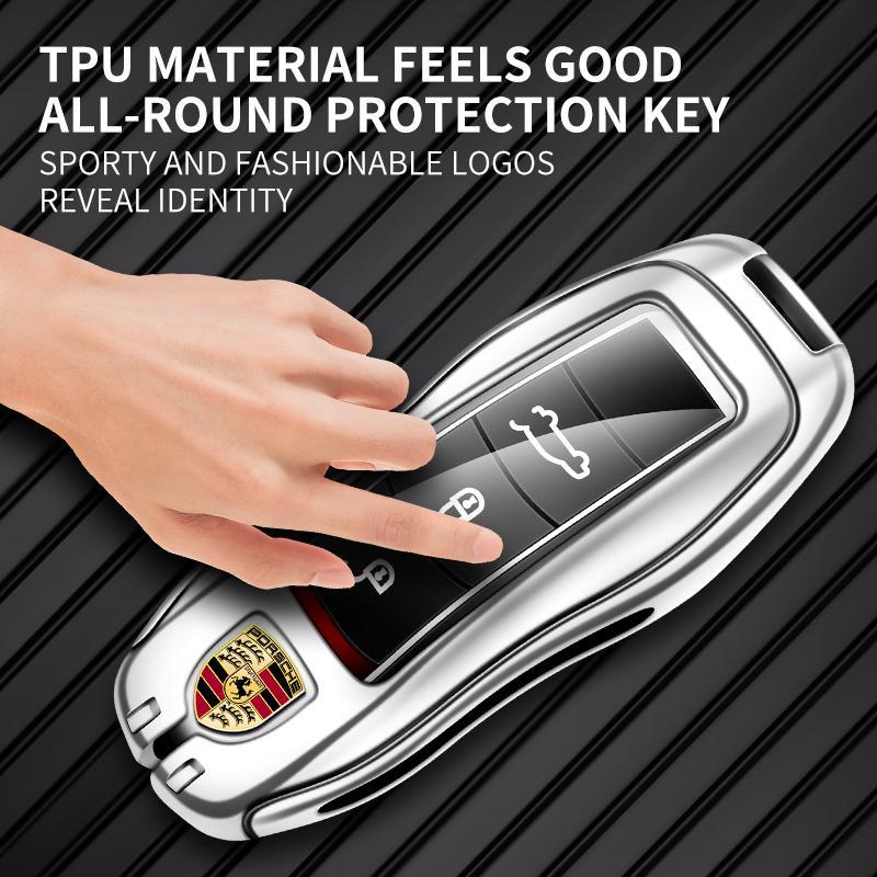 ポルシェ PORSCHE シルバー/グレー キーケース キーホルダー付き 高級