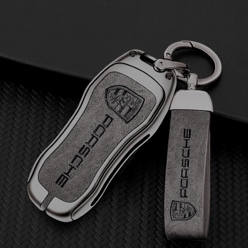 ポルシェ PORSCHE 深錆色/グレー キーケース キーホルダー付き 高級
