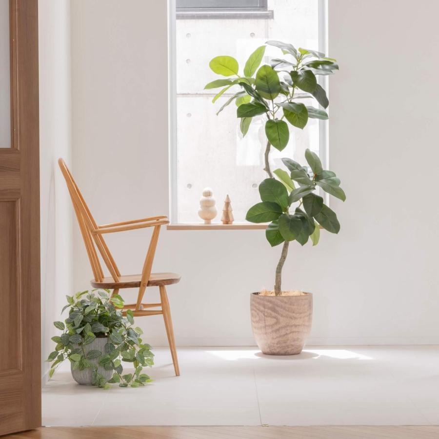 【公式】ゴムリーフ ウッドポット H155cm 観葉植物 フェイクグリーン 【別倉庫直送品】 | GREENPARK 人工観葉植物 造花 おしゃれ リアル