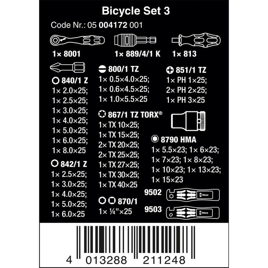 WERA ヴェラ 1/4"自転車用ビットラチェットセット Bicycle Set 3 (型番:05004172001) | Wera | 01