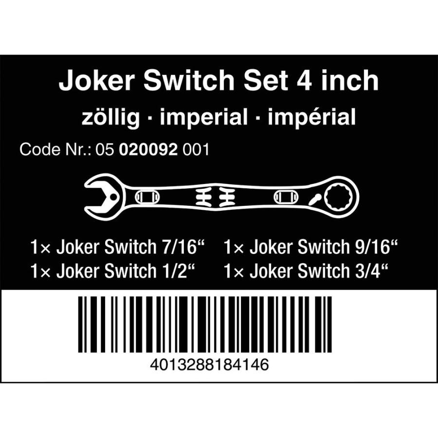 WERA ヴェラ JOKER SWITCH切り替え機能付コンビネーションギアレンチセット 6001 Joker Switch 4 Imperial Set 1 (型番:05020092001) | Wera | 01