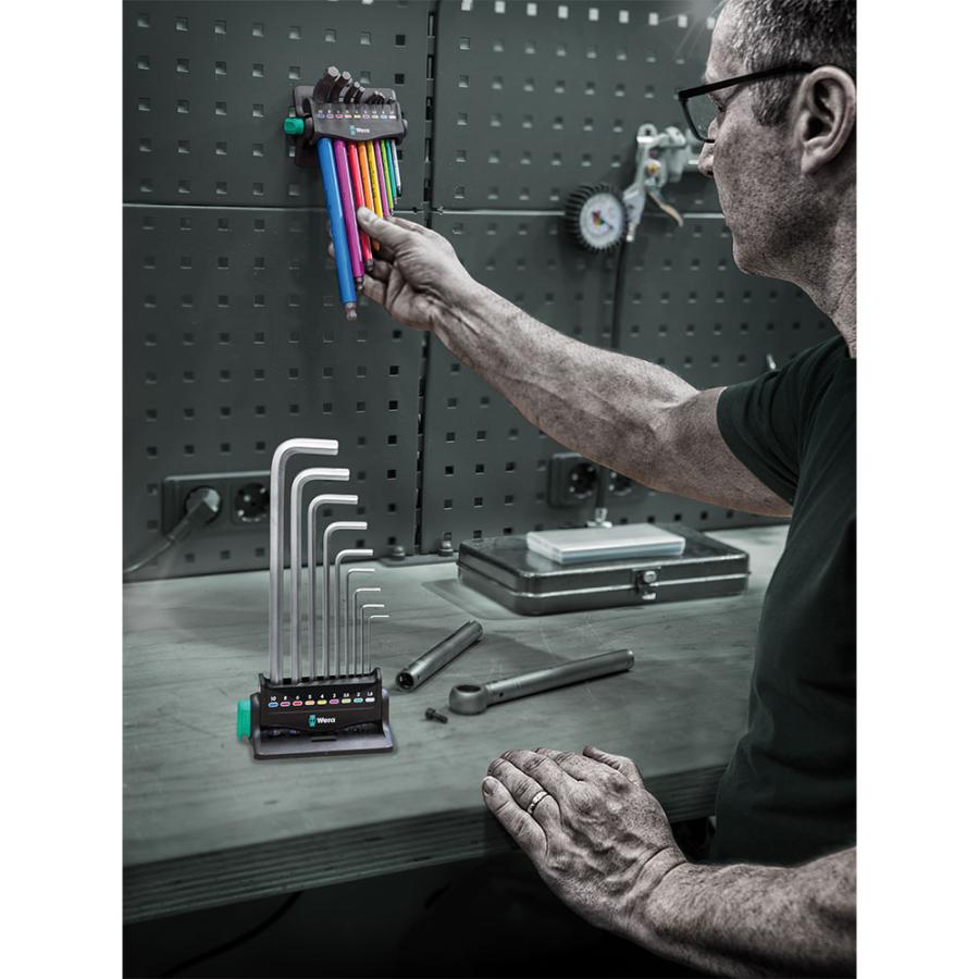 WERA ヴェラ 950PKL レンチホルダー付き ロング六角レンチセット メッキ仕上げ 950/9 Hex-Plus 8 (型番:05022102001) | Wera | 07