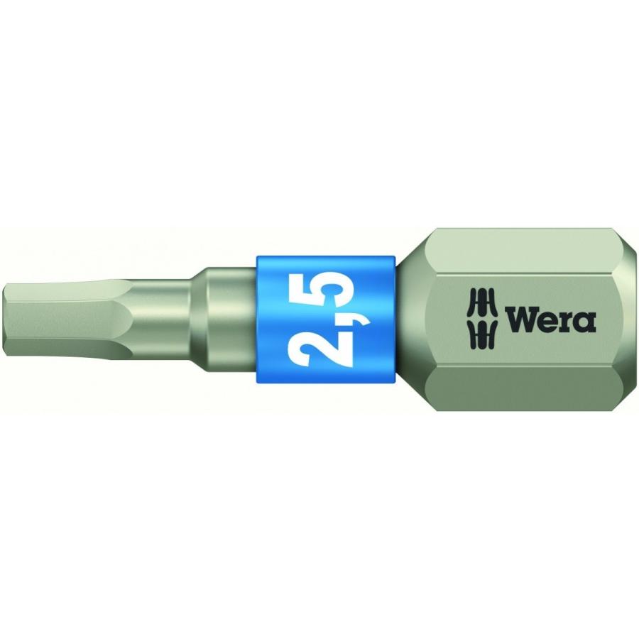 WERA ヴェラ ステンレスヘックスビット 3840/1 TS 対辺2.5mm 25mm (型番:05071072001) | Wera