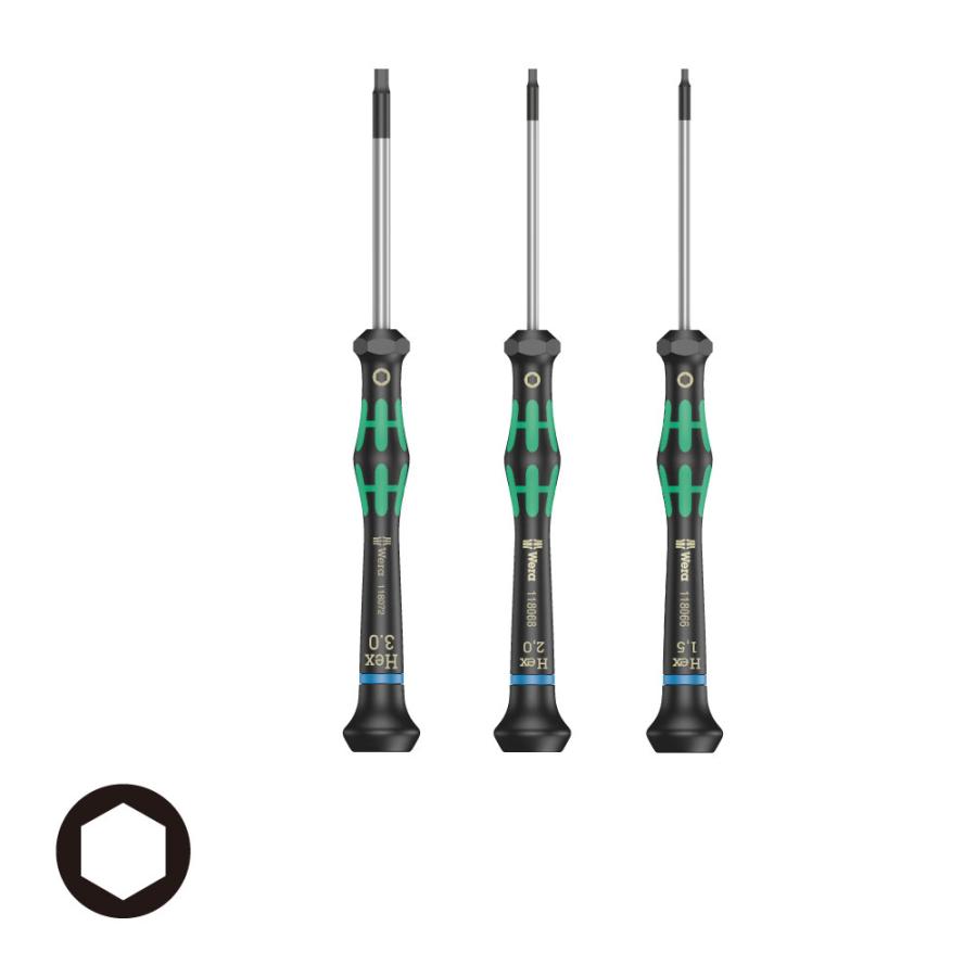WERA ヴェラ 精密六角ドライバー 3本組 2054 1.5,2,3/S3  (型番:5000136) | Wera