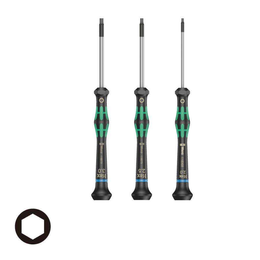 WERA ヴェラ 精密六角ドライバー 3本組 2054 2,2.5,3/S3  (型番:5000137) | Wera
