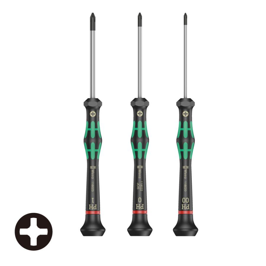 WERA ヴェラ 精密プラスドライバー 3本組 2050 PH 00,0,1-60/S3  (型番:5000140) | Wera