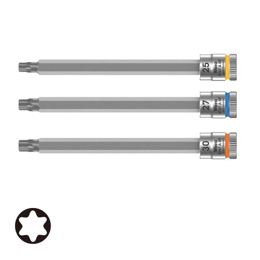 WERA ヴェラ 1/4dr トルクスホールディングファンクションソケット 3本組 8767 A HF 25,27,30-100/S3  (型番:5000156) | Wera