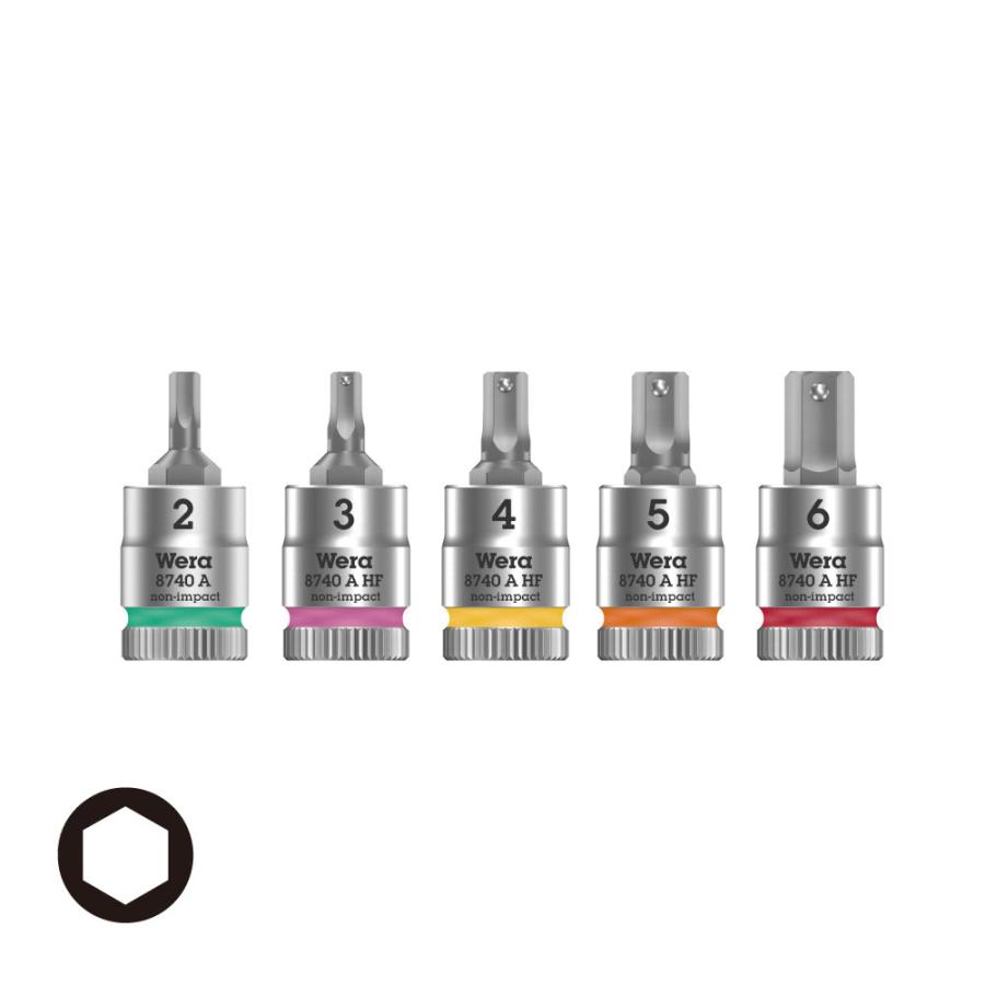 WERA ヴェラ 1/4dr 六角ホールディングファンクションソケット 5本組 8740 A HF 2,3,4,5,6/S5  (型番:5000161) | Wera