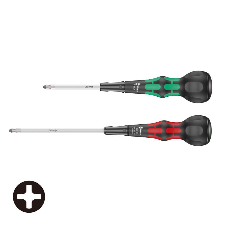 WERA ヴェラ 1850 ボールグリッププラスドライバー グリーン 100mm&レッド 150mm 2本組  (型番:WE5000174) | Wera