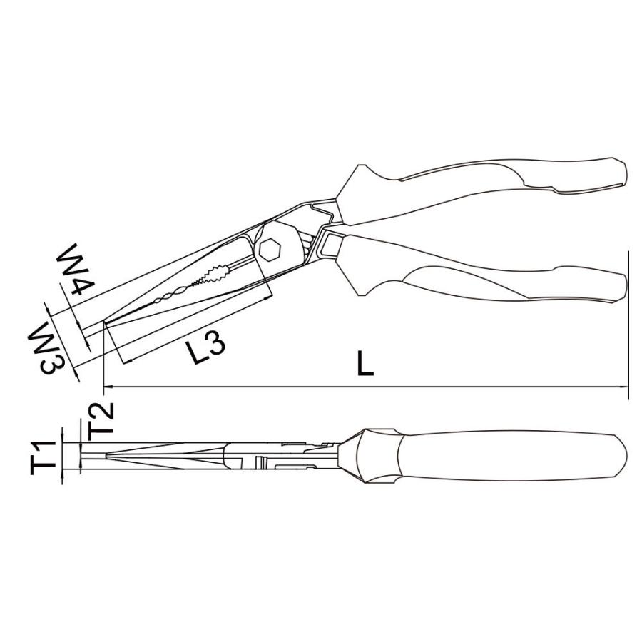 WILL ウィル ラジオ角度付きEVO L!ne25°ペンチ 570/150 L3:68mm   W3:24mm W4:5mm T1:12mm t2:5mm (全長) 220mm (型番:3106597) | WiLL | 01