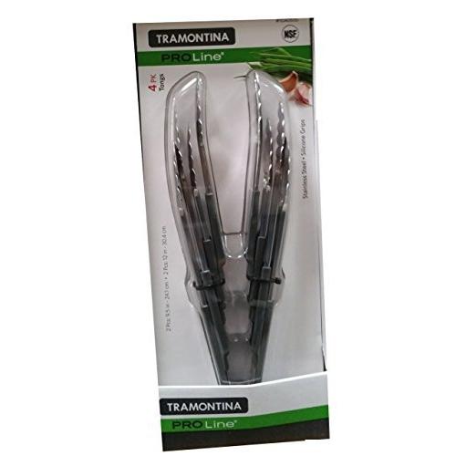 Tramontina Pro Line Stainless Steel Silicone 受注生産品 Grips Pairs 本物◆ Tongs 4 Food
