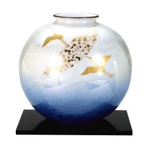 九谷焼 宗秀作 8号花瓶 銀彩金鶴 N175-07 花、ガーデニング 最低価格の