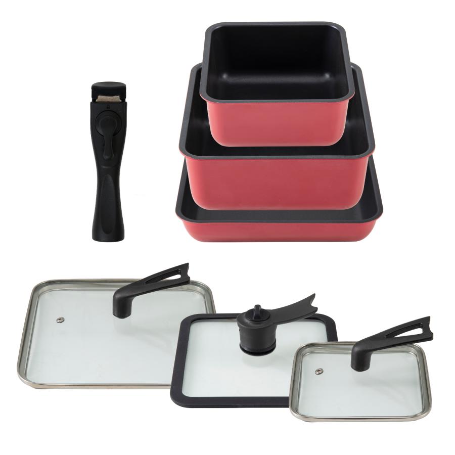 四角いフライパンセット シカクック 7点セット 取っ手がとれる