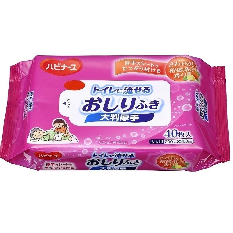 ハビナーストイレに流せるおしりふき✖️12個 ハビナース おしりふき トイレに流せる パッとおしりふき 厚手 40枚入