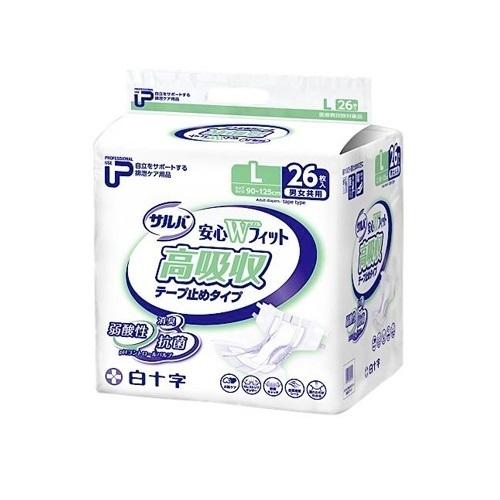 おむつ 白十字 サルバ 安心Wフィット 高吸収タイプ 35613 Lサイズ 26枚入×8袋