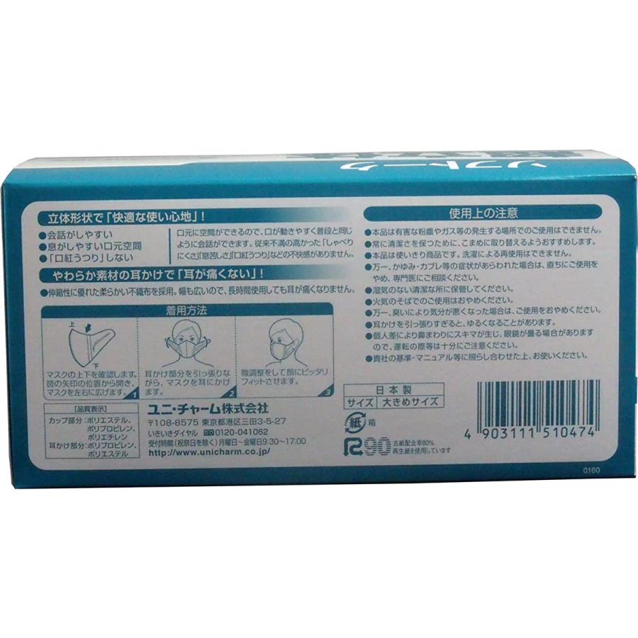 マスク 立体 国産 日本製 ソフトーク 超立体マスク サージカルタイプ 51047 大きめ 50枚入×9箱 ユニ・チャーム｜primelink｜03
