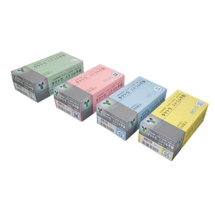 使い捨て手袋 竹虎 タケトラ ニトリル手袋 粉無し ホワイト 200枚入×8箱 SS S M L
