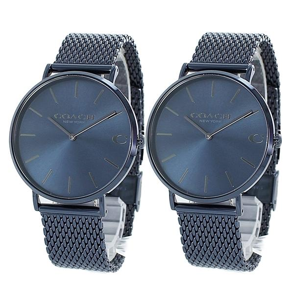 特典付き コーチ ペアウォッチ チャールズ 同サイズ セット ネイビー メッシュベルト 1460214614602146 腕時計 バレンタインデー