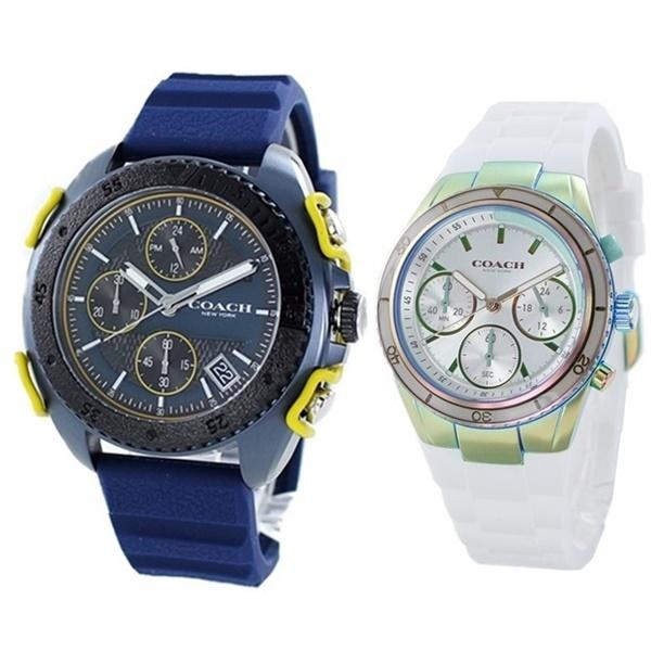 カジュアルギフト おしゃれなペア ブランド カップル ギフト 腕時計 コーチ ラバーベルト プライムウォッチ 腕時計 ペアウォッチ ブルー ラバー 夫婦