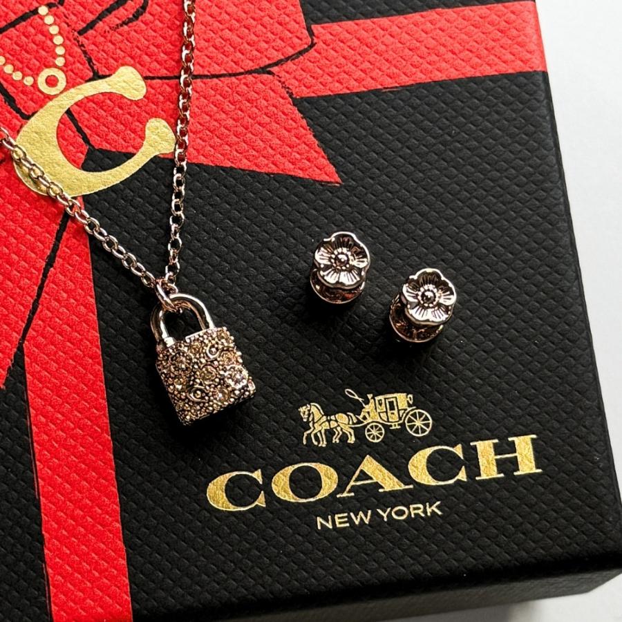 【箱付き】coach ネックレス・ピアスセット COACH（コーチ） ラッピング済 ギフトセット 純正ショッパー付き