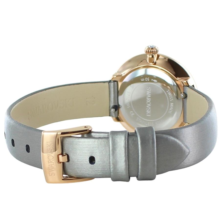 SWAROVSKI アナログ腕時計 グレーベージュ SWAROVSKI スワロフスキー 腕時計 レディース 上品 グレーレザー