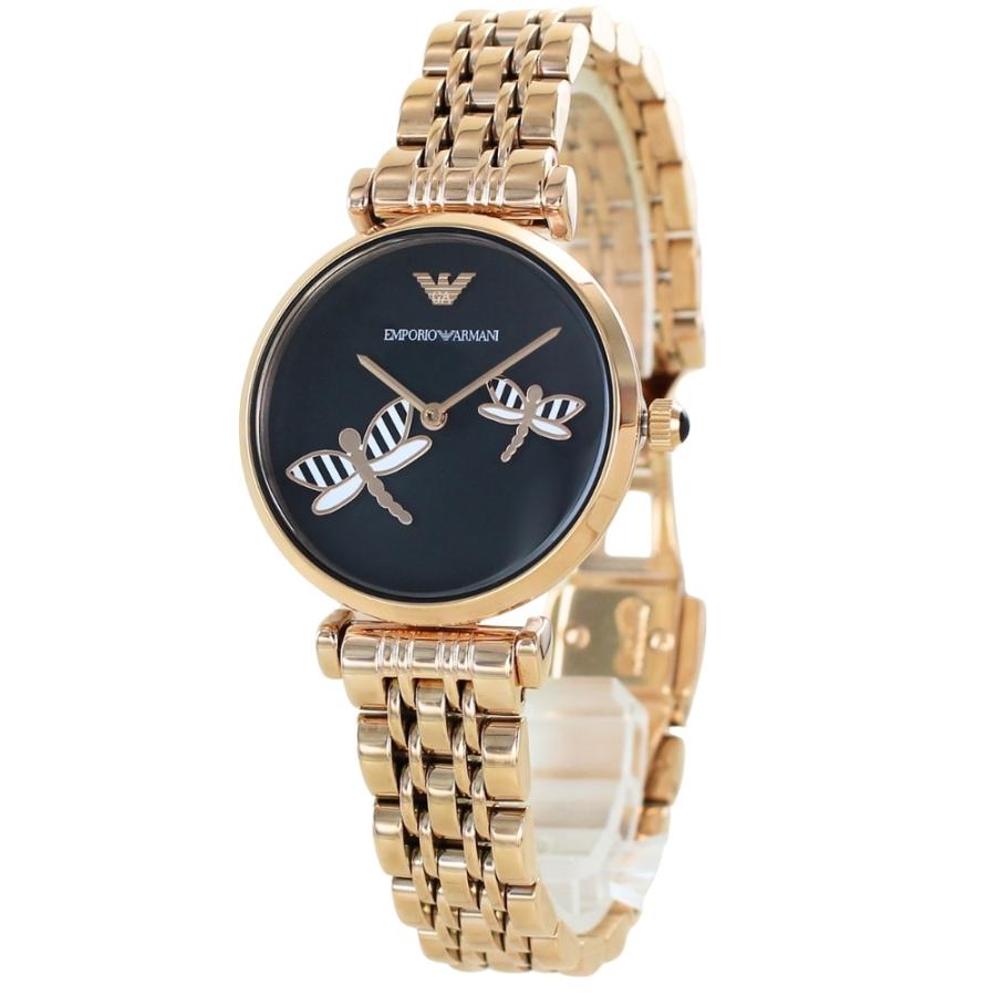 エンポリオアルマーニ レディース トンボ とんぼ 黒文字盤 ブラック ローズゴールド ステンレス AR11206 腕時計 卒業 入学 お祝い
