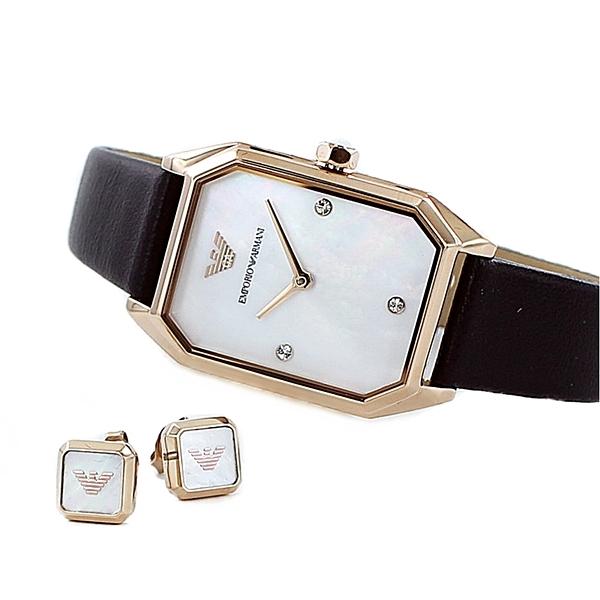 エンポリオアルマーニ ギフトボックス 腕時計 ＆ アクセサリーセット ピアス 両耳用 レディース レザー バレンタインデー