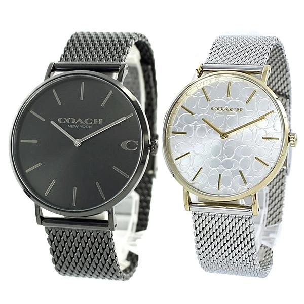 欠品カラー再入荷 コーチ ペアウォッチ メンズ レディース チャールズ ペリー 41ミリ 36ミリ ブラック ゴールド シルバー メッシュ ステンレス 腕時計 代引不可 Www Skylanceronline Com