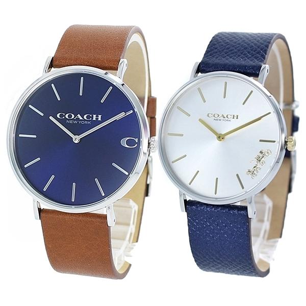 在庫有 特典付き コーチ ペアウォッチ レザー 革 シンプル おしゃれカラー ブラウン メタリックネイビー 腕時計 売り切れ必至 Pandas Com Br