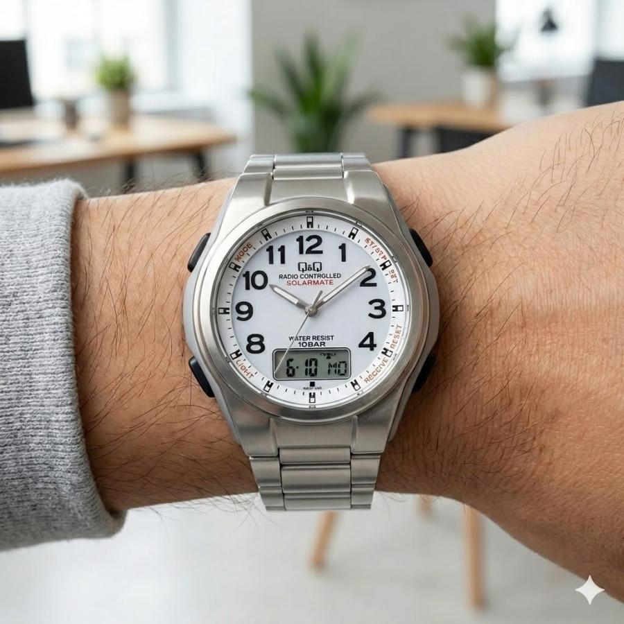 ★正規品 シチズン Q&Q 電波ソーラー 腕時計 D05A-001VK CITIZEN（シチズン） 正規品 Q&Q 電波ソーラー 腕時計 メンズ アナデジ