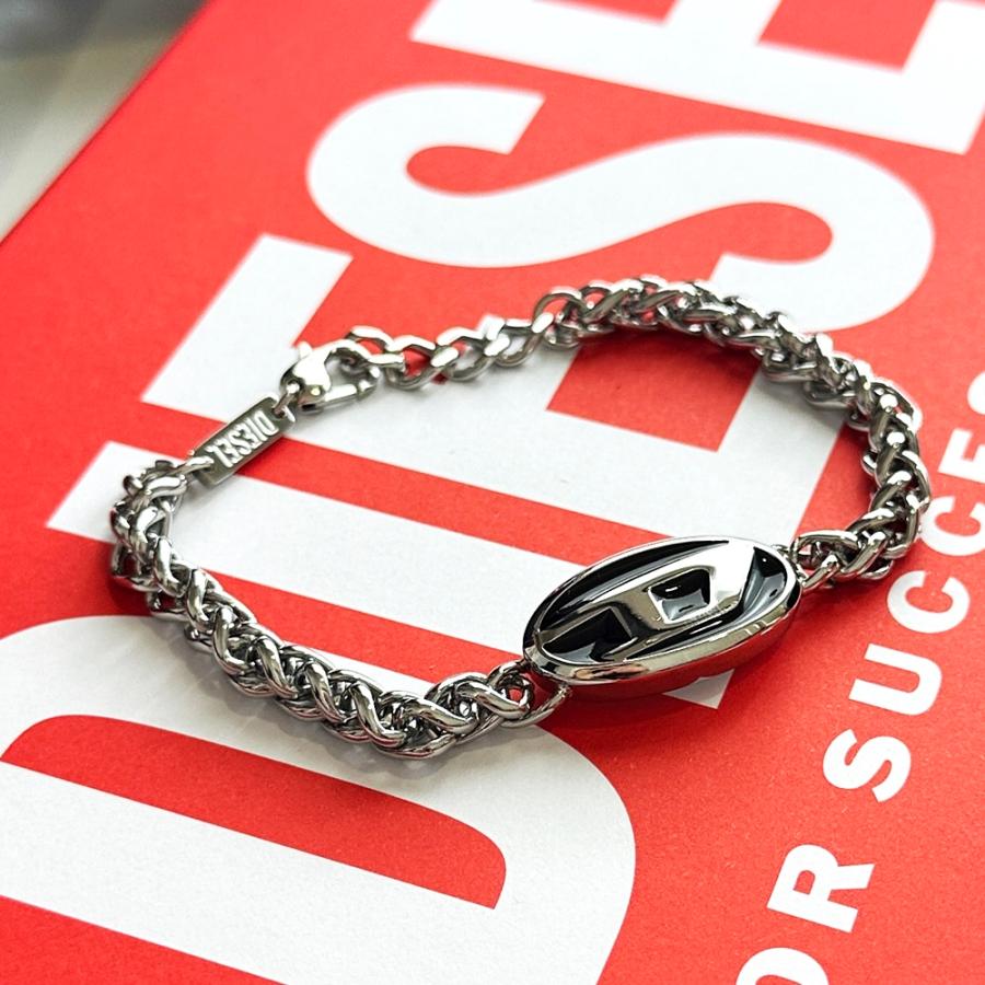 DIESEL ロゴ入りチェーンブレスレット Diesel ツートーンステンレスチェーンブレスレット DX1457