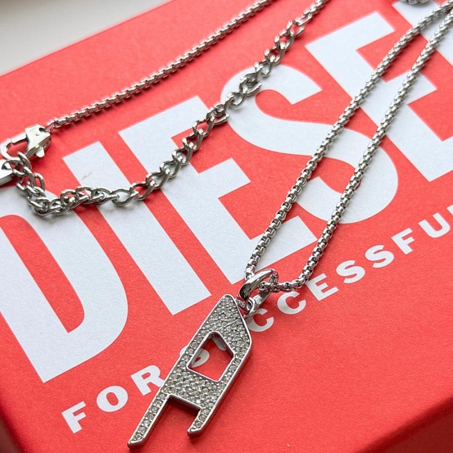ディーゼル ネックレス メンズ レディース ユニセックス シルバー ステンレス ロゴネック DX1624040 爆買 成人 卒業 入学の画像