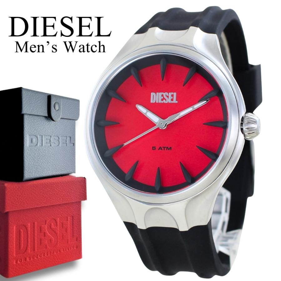 DIESEL（ディーゼル） 腕時計 メンズ レッド文字盤 ブラック ラバー