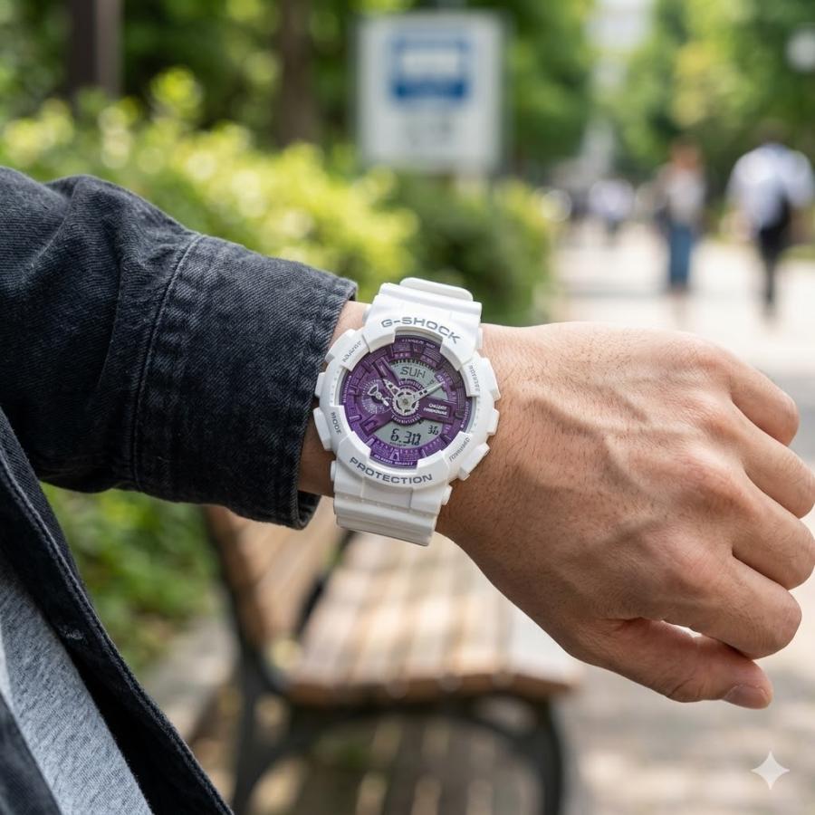 G-SHOCK メンズ 腕時計 ホワイト パープル アナデジ 200m防水 カシオ