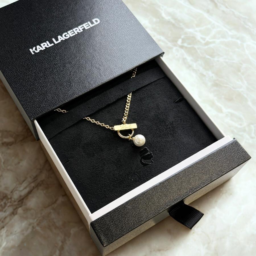 美品 カールラガーフェルド ネックレス ゴールド 3連 希少デザイン Y2K KARL LAGERFELD（カール・ラガーフェルド） 正規品 ネックレス パール