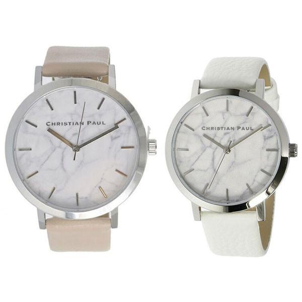 クリスチャンポール ペアウォッチ 43mm 35mm ホワイトマーブル 大理石柄 ベビーピンク ホワイト レザー MAR-02MRL-03 腕時計 誕生日  爆買 成人 卒業 入学