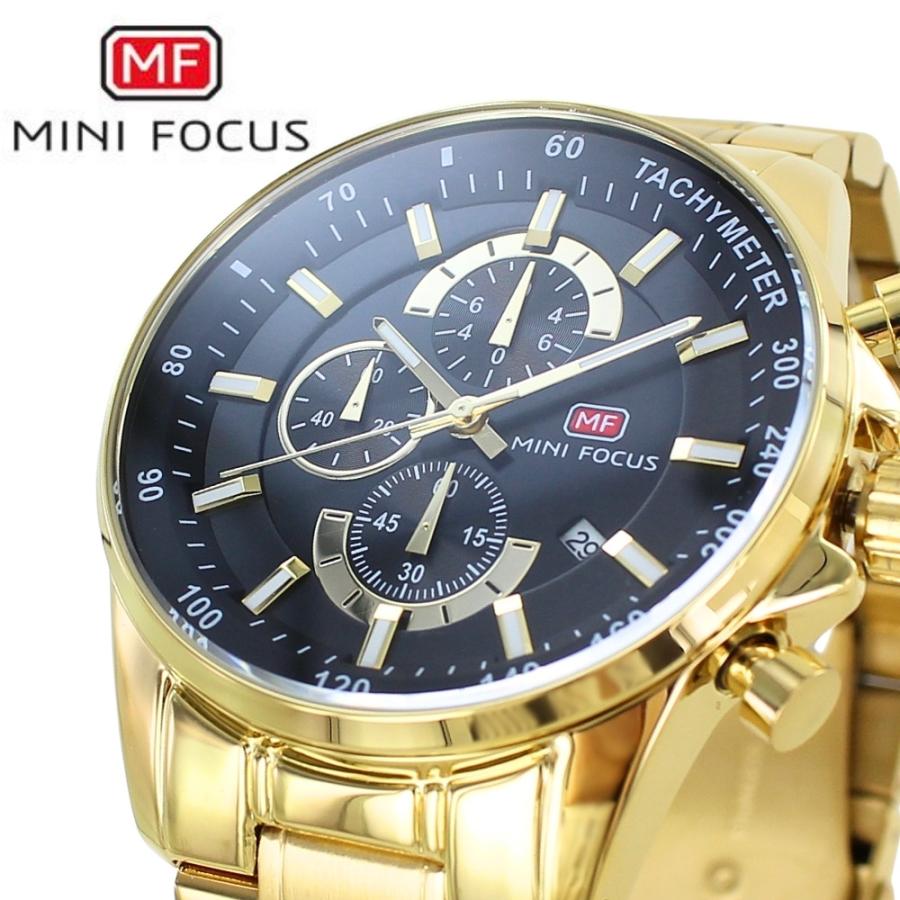 正規品 ミニフォーカス メンズ腕時計 クロノ ゴールド 金色 男性
