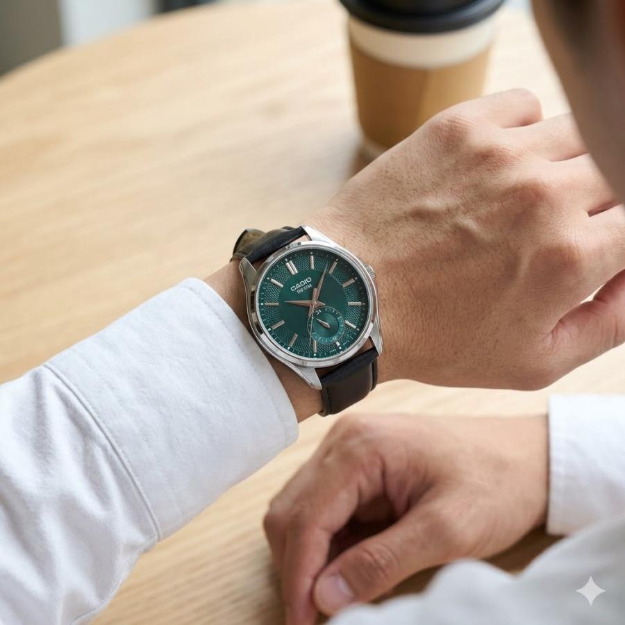 CASIO（カシオ） 腕時計 メンズ アナログ シンプル レザーベルト 収納