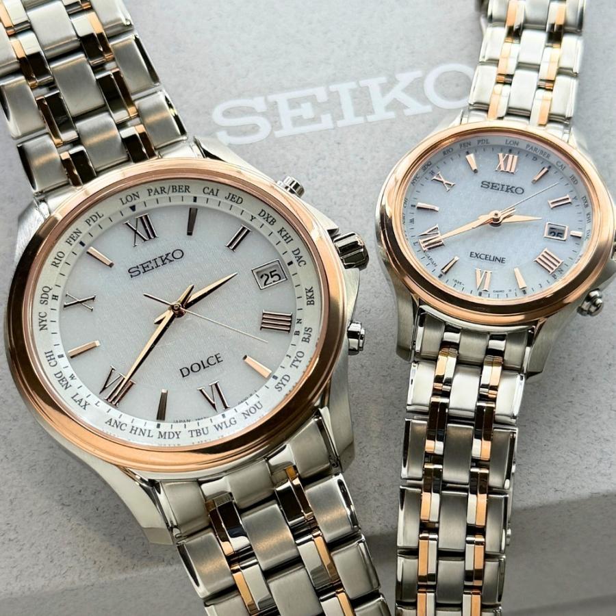 DOLCE ＆ EXCELINE 正規品 セイコー ペアウォッチ 電波ソーラー 銀婚式