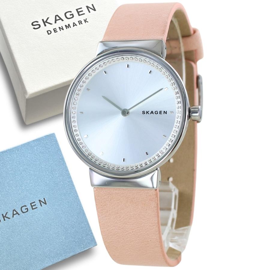 スカーゲン レディース 北欧 ANNELIE アネリー 上品 シルバー ヌードピンク 天然皮革 SKW2753 腕時計 バレンタインデー