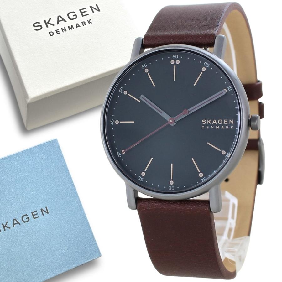 SKAGEN（スカーゲン） 腕時計 メンズ 薄型 チェリーウッドレザー