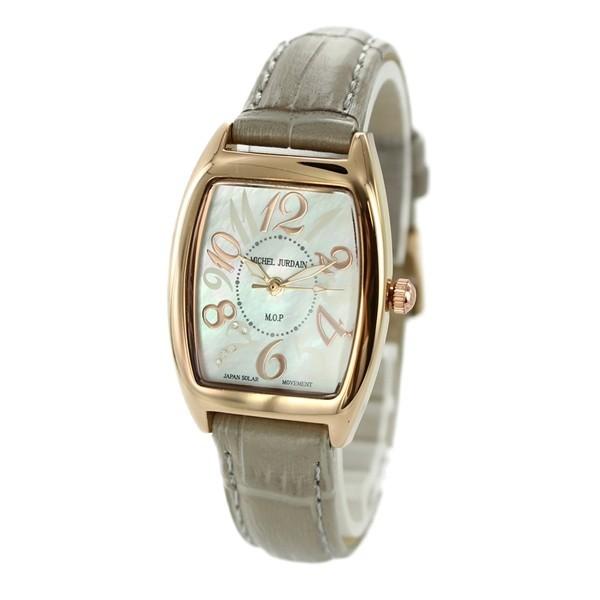 くらしを楽しむアイテム 牛革 ローズゴールド×グレー トノー型ダイヤモンド ソーラー レディース ミッシェルジョルダン レザー 腕時計 SL-2100-4 大人上品 腕時計