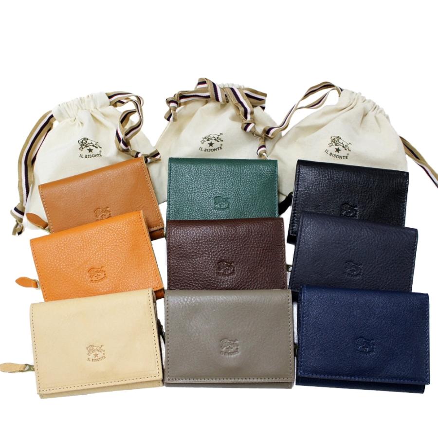 IL BISONTE イルビゾンテ 革 三つ折り 小さい財布 パスケース