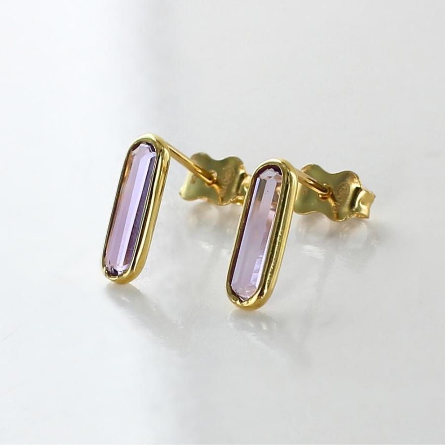 K18 18金 アメシスト ピアス ゴールド レディース 両耳 華奢 上品 女性 母 誕生日  爆買 成人 卒業 入学 |  | 03