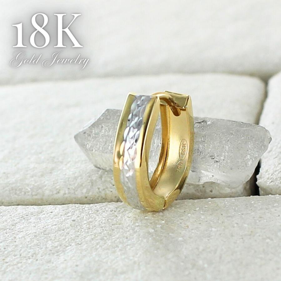 片耳ピアス K18 ピアス フープ レディース ゴールド 18金 アクセサリー 