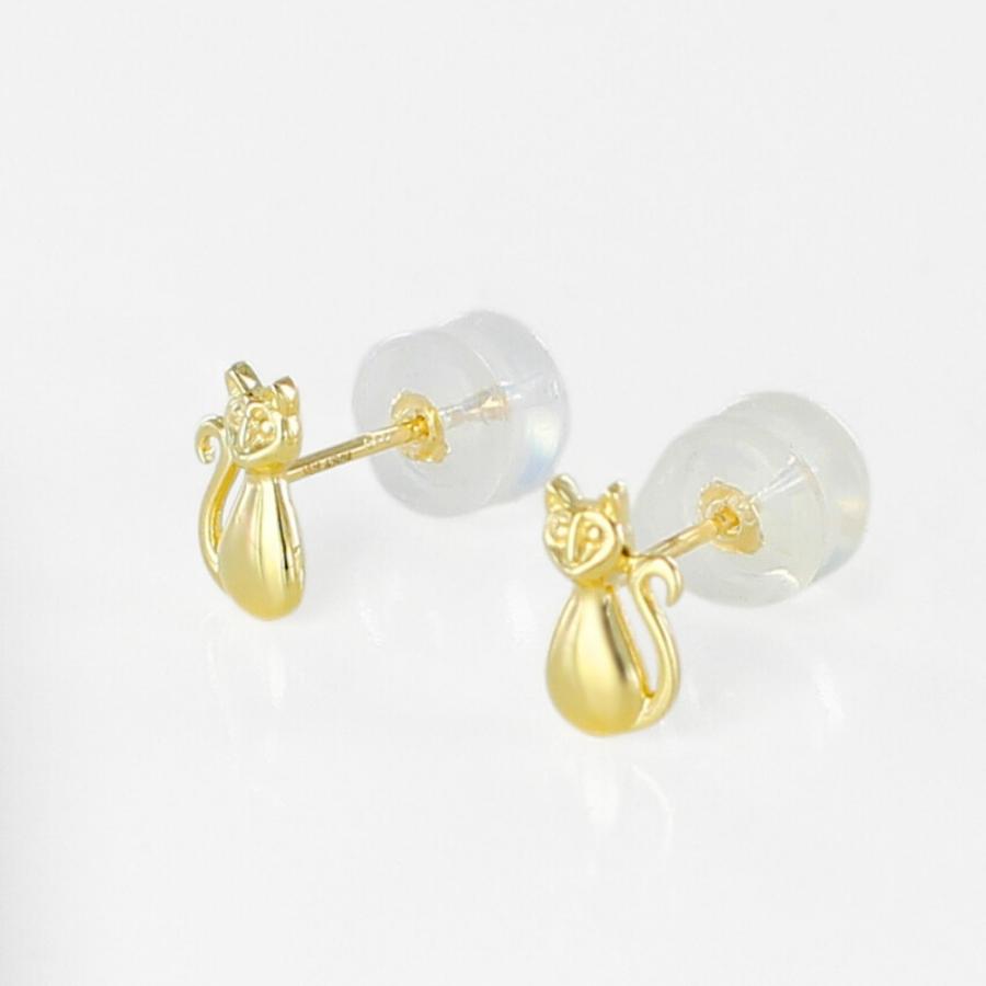 K18 18金 猫ピアス ねこモチーフ レディース 両耳ピアス 可愛い 誕生日